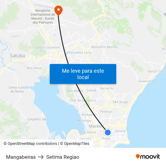 Mangabeiras to Setima Regiao map