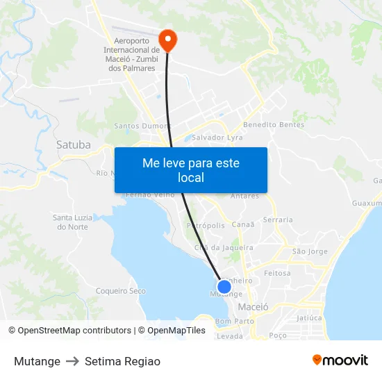 Mutange to Setima Regiao map
