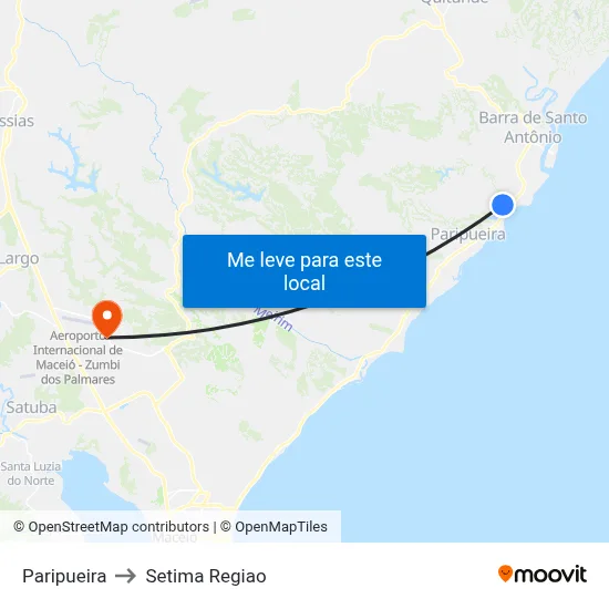 Paripueira to Setima Regiao map