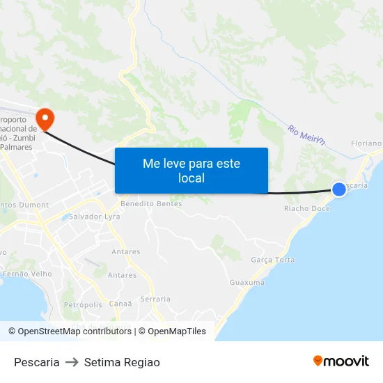 Pescaria to Setima Regiao map