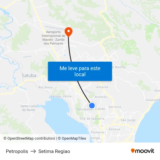 Petropolis to Setima Regiao map