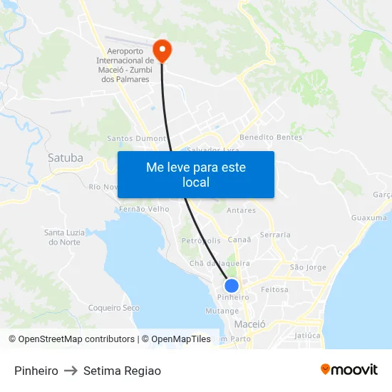Pinheiro to Setima Regiao map
