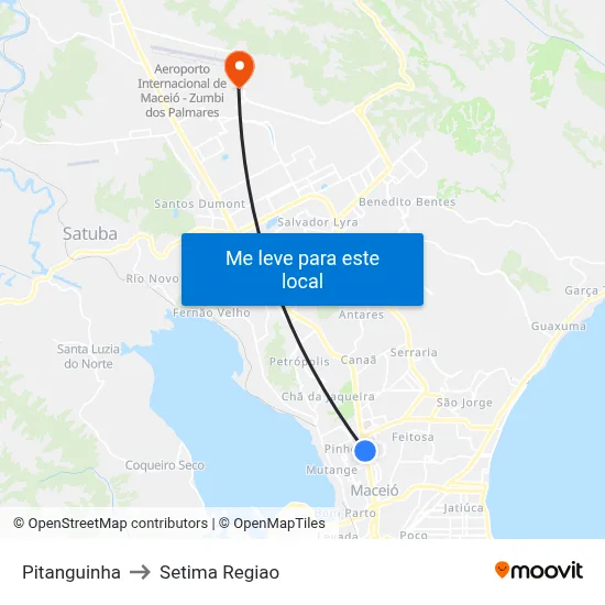 Pitanguinha to Setima Regiao map
