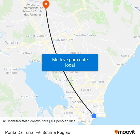 Ponta Da Terra to Setima Regiao map