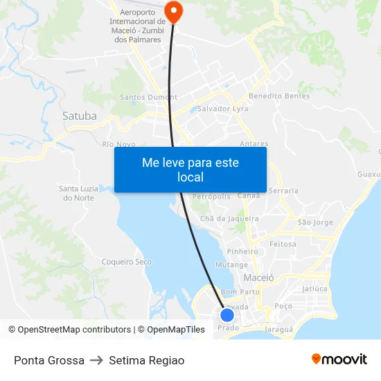 Ponta Grossa to Setima Regiao map