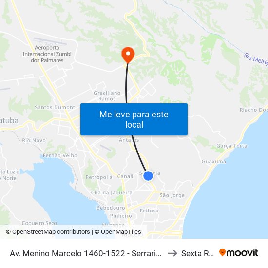 Av. Menino Marcelo 1460-1522 - Serraria Maceió - Al Brazil to Sexta Regiao map