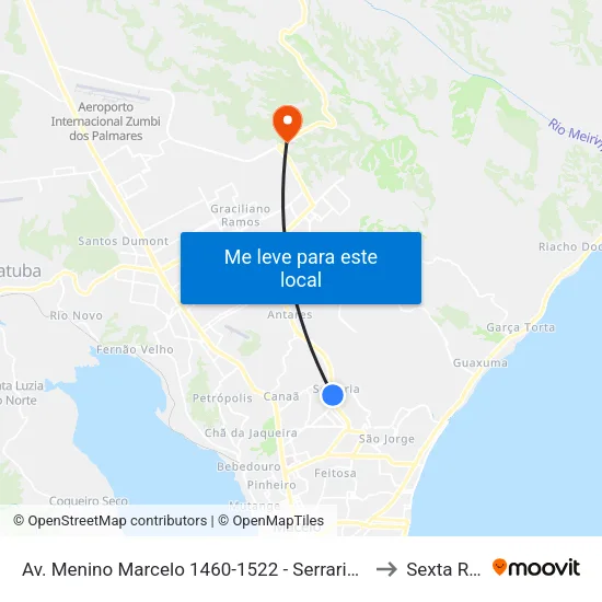 Av. Menino Marcelo 1460-1522 - Serraria Maceió - Al Brazil to Sexta Regiao map