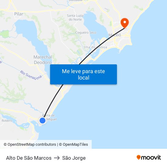 Alto De São Marcos to São Jorge map