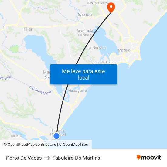 Porto De Vacas to Tabuleiro Do Martins map