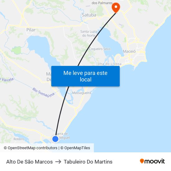 Alto De São Marcos to Tabuleiro Do Martins map