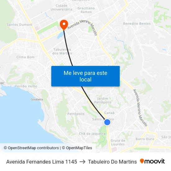 Avenida Fernandes Lima 1145 to Tabuleiro Do Martins map