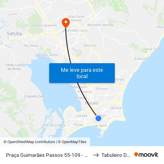 Praça Guimarães Passos 55-109 - Poço Maceió - Al Brasil to Tabuleiro Do Martins map