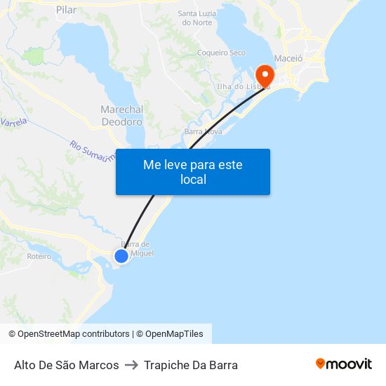 Alto De São Marcos to Trapiche Da Barra map
