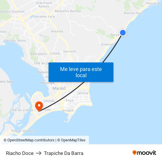 Riacho Doce to Trapiche Da Barra map