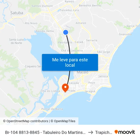 Br-104 8813-8845 - Tabuleiro Do Martins Maceió - Al República Federativa Do Brasil to Trapiche Da Barra map