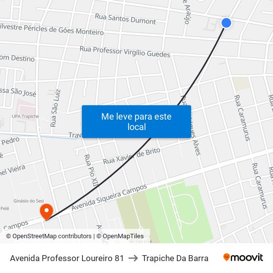 Avenida Professor Loureiro 81 to Trapiche Da Barra map