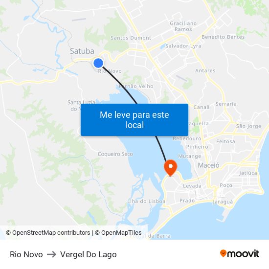 Rio Novo to Vergel Do Lago map