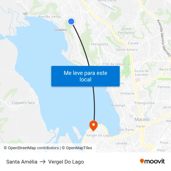 Santa Amélia to Vergel Do Lago map