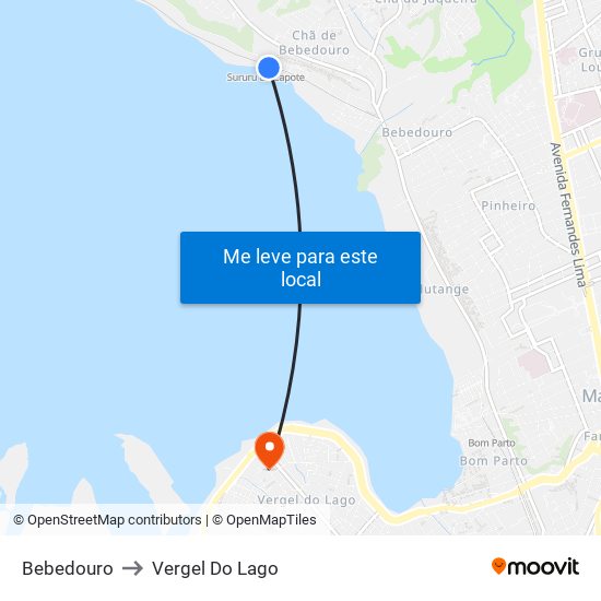 Bebedouro to Vergel Do Lago map