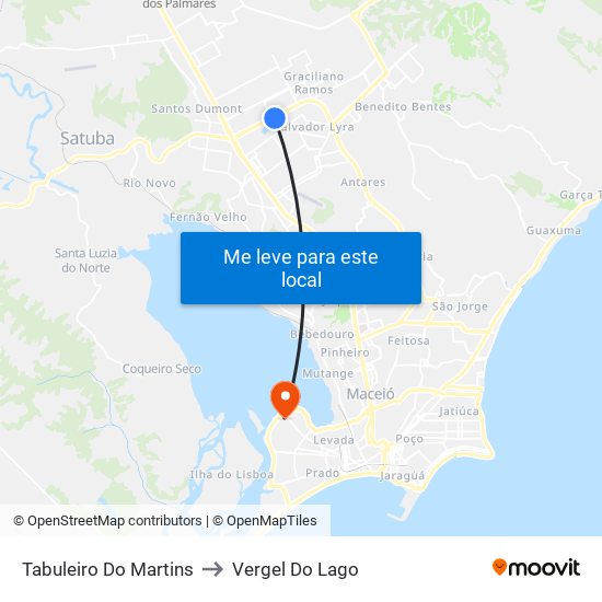 Tabuleiro Do Martins to Vergel Do Lago map