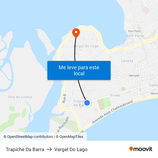 Trapiche Da Barra to Vergel Do Lago map