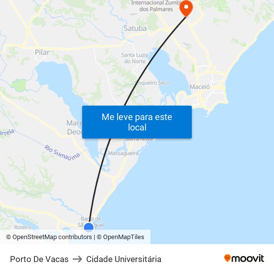 Porto De Vacas to Cidade Universitária map