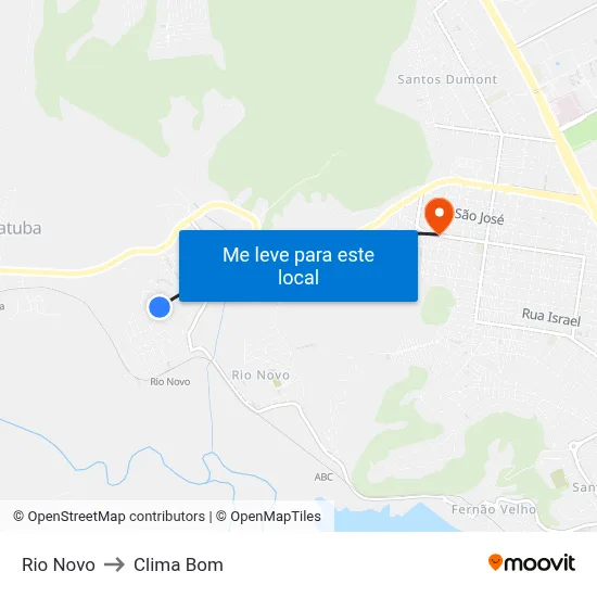 Rio Novo to Clima Bom map
