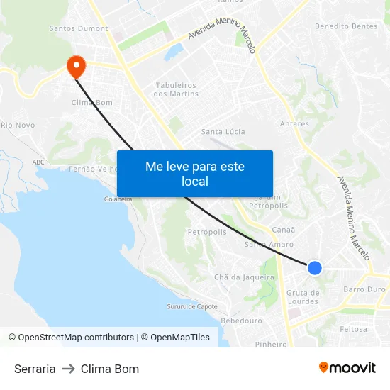 Serraria to Clima Bom map