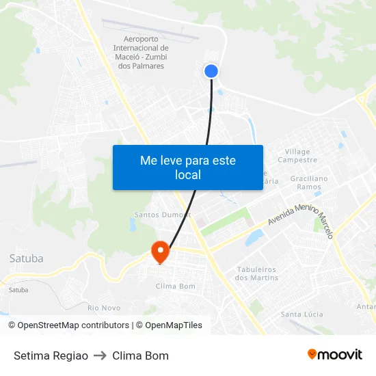 Setima Regiao to Clima Bom map