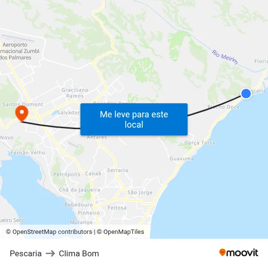 Pescaria to Clima Bom map