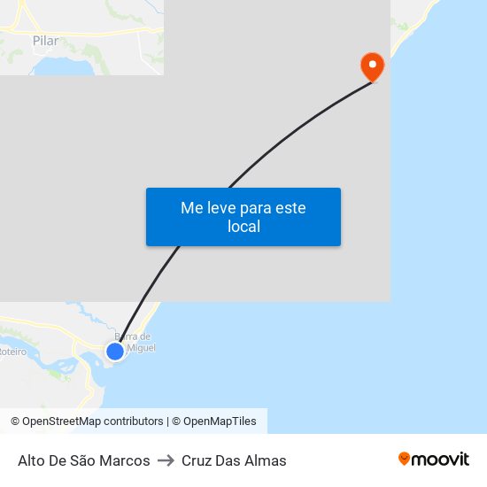Alto De São Marcos to Cruz Das Almas map