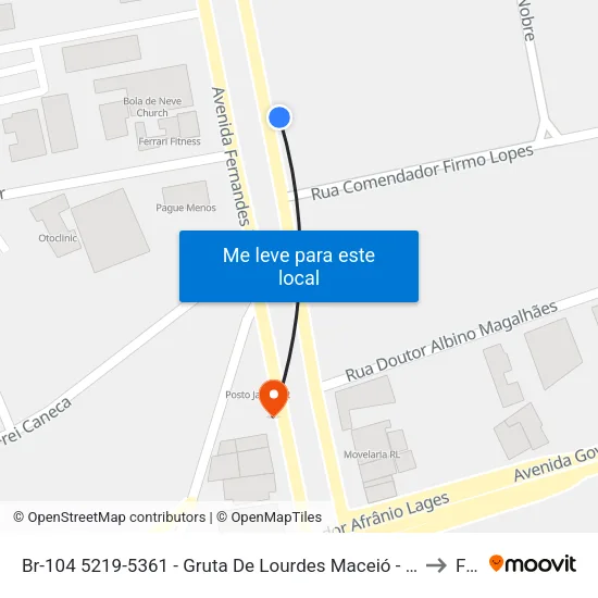 Br-104 5219-5361 - Gruta De Lourdes Maceió - Al República Federativa Do Brasil to Farol map