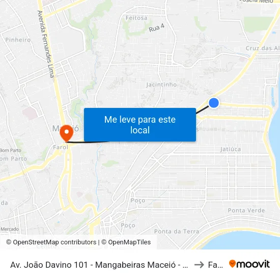 Av. João Davino 101 - Mangabeiras Maceió - Al Brasil to Farol map