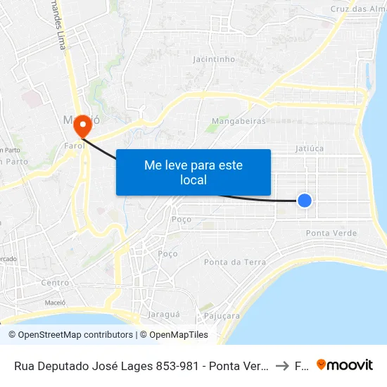 Rua Deputado José Lages 853-981 - Ponta Verde Maceió - Al 57035-330 Brasil to Farol map