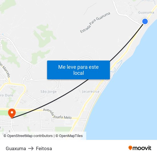 Guaxuma to Feitosa map