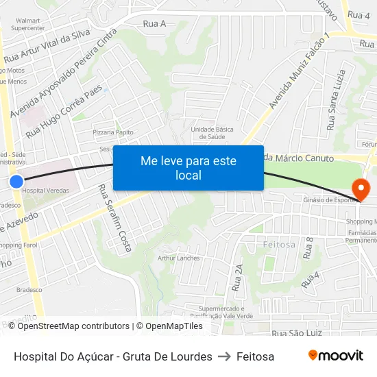 Hospital Do Açúcar - Gruta De Lourdes to Feitosa map