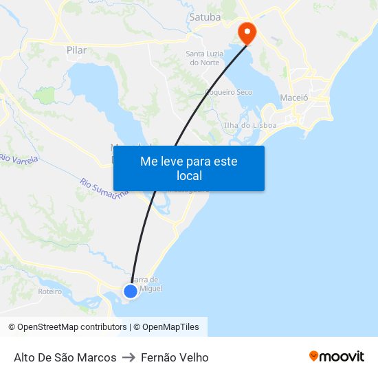 Alto De São Marcos to Fernão Velho map