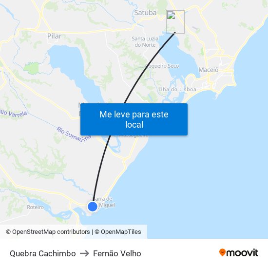 Quebra Cachimbo to Fernão Velho map