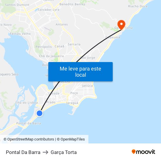 Pontal Da Barra to Garça Torta map