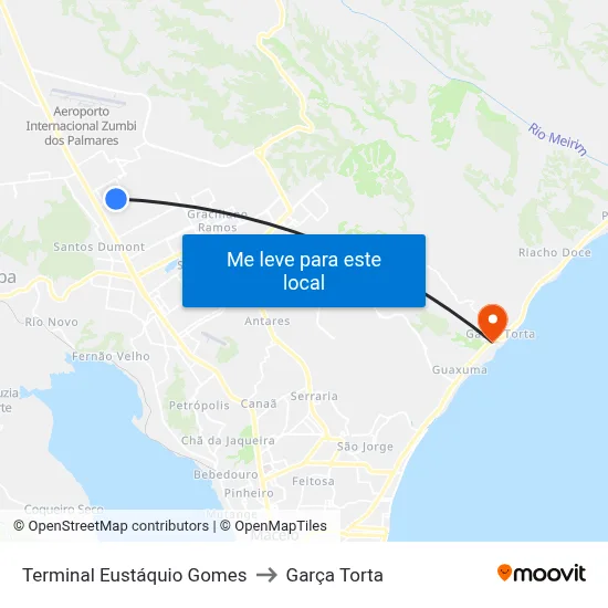Terminal Eustáquio Gomes to Garça Torta map