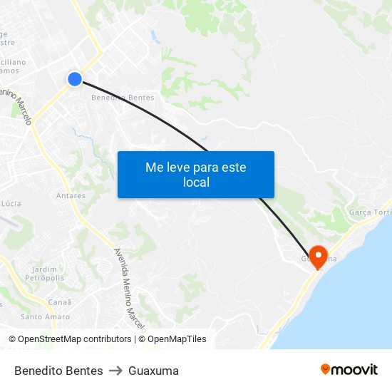 Benedito Bentes to Guaxuma map