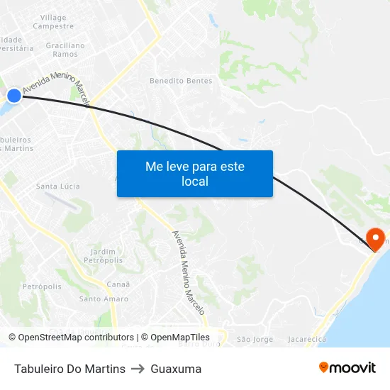 Tabuleiro Do Martins to Guaxuma map
