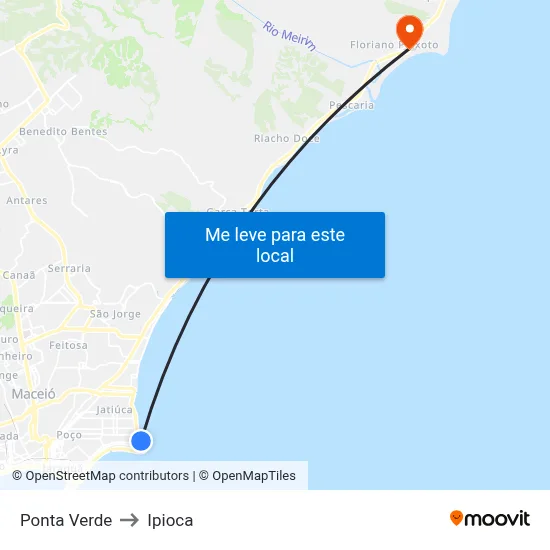 Ponta Verde to Ipioca map