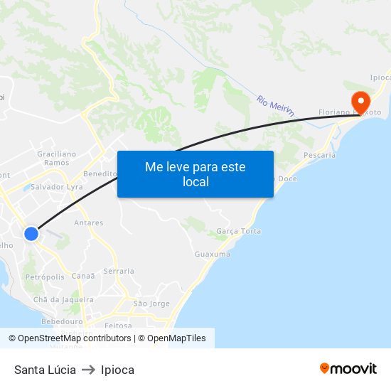 Santa Lúcia to Ipioca map