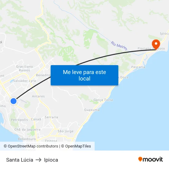 Santa Lúcia to Ipioca map