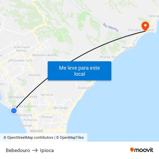 Bebedouro to Ipioca map