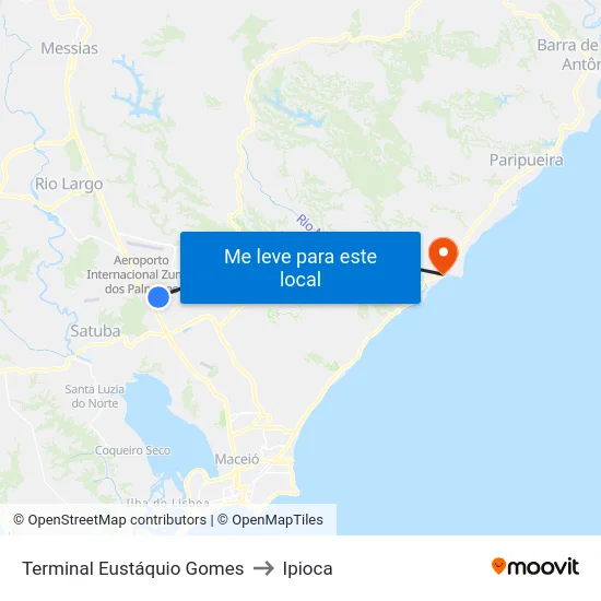 Terminal Eustáquio Gomes to Ipioca map