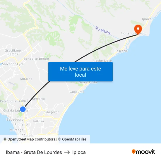 Ibama - Gruta De Lourdes to Ipioca map