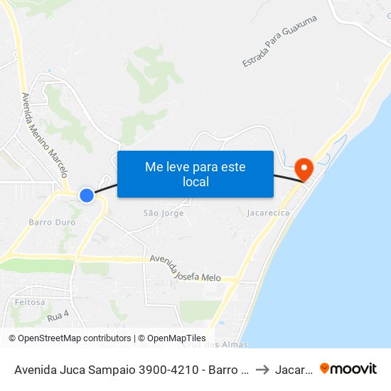 Avenida Juca Sampaio 3900-4210 - Barro Duro Maceió - Al Brasil to Jacarecica map