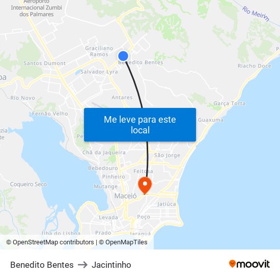 Benedito Bentes to Jacintinho map